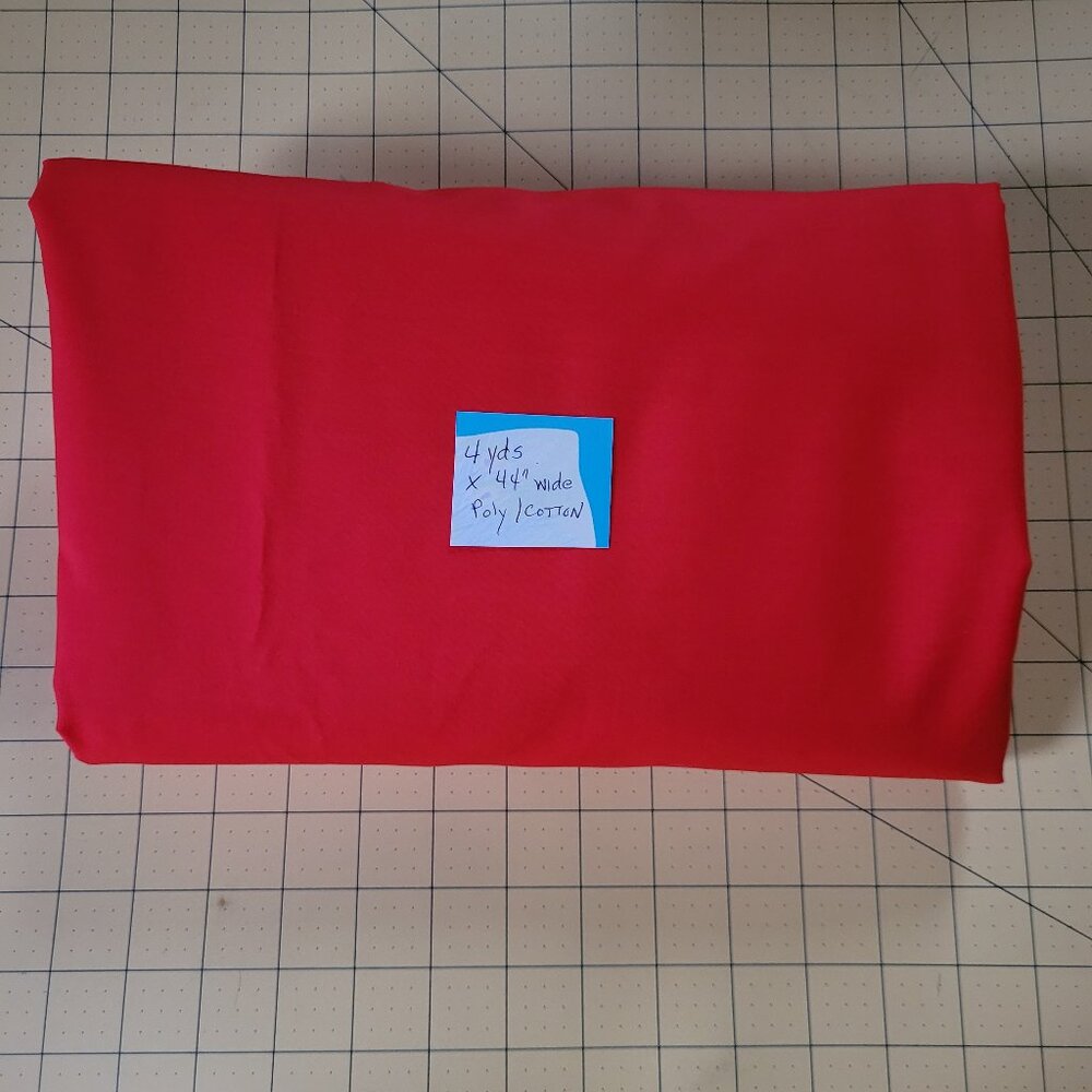 4 Yards of Red Cotton/Poly Fabric
